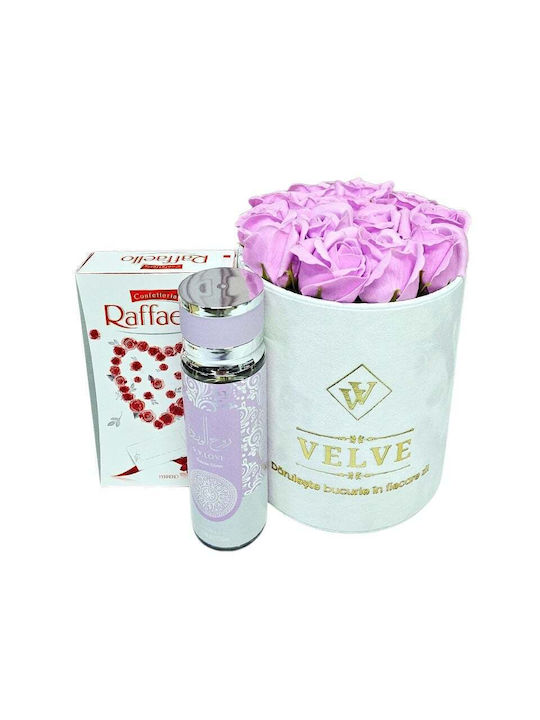 Set Cadou Premium Trandafiri Săpun Lila V.v Love Parfum Raffaello