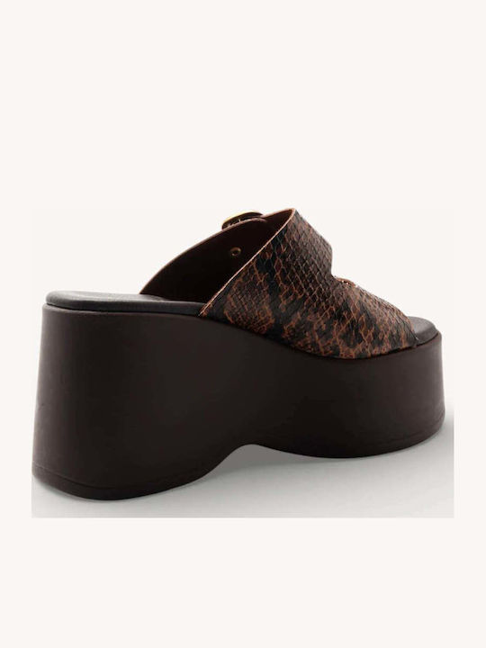 Maro Papuci Cu Toc Înalt Textură Snake Print