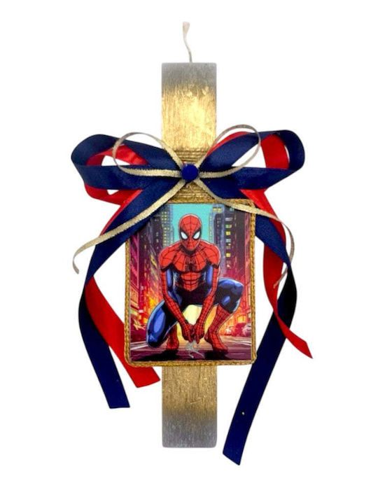 Λαμπάδα Χειροποίητη Πλακέ Αρωματική Marvel Spiderman Καθιστός Καδράκι 25 Εκ