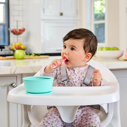Munchkin Baby Set with Gentle Spoons Made of Silicone for 4+ Months Pink Purple 3pcs