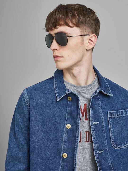 Jack & Jones 12184899 Men's Sunglasses with Black Metallic Frame and Black Lens 12184899
