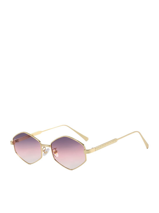 Pervedere Damen Sonnenbrille mit Goldenem Metallrahmen und Goldenem Glas SM-7331 Gold