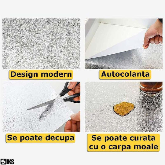 Siks Self-adhesive Kitchen Counter Film Pvc 60×500 Cm Moisture Stain Resistant Easy To Clean Countertop Wall Protection Silver
