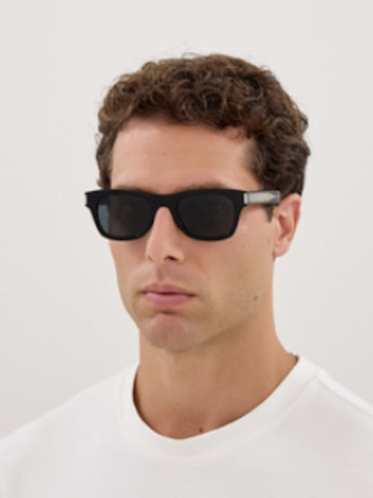 Ysl Unisex Sunglasses with Black Horn-Rimmed Frame and Black Lens SL 877 001