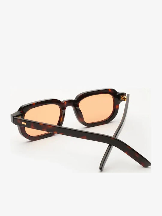 Gast Pai Unisex Sunglasses with Brown Tartaruga Horn-Rimmed Frame and Orange Lens 89735