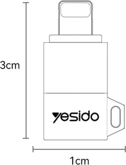 Adaptor OTG Lightning La Type-C 27W 480Mbps Aliaj De Aluminiu Yesido Gri