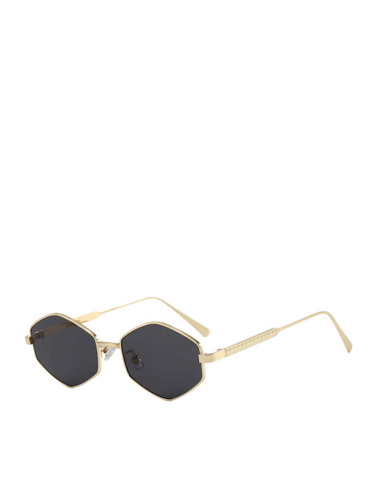 Pervedere Women's Sunglasses with Gold Metallic Frame and Gold Lens SM-7331 Gold Black