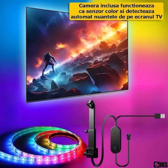 Bandă LED Televizor USB 5V 5m Tip SMD5050 cu Sursă de Alimentare