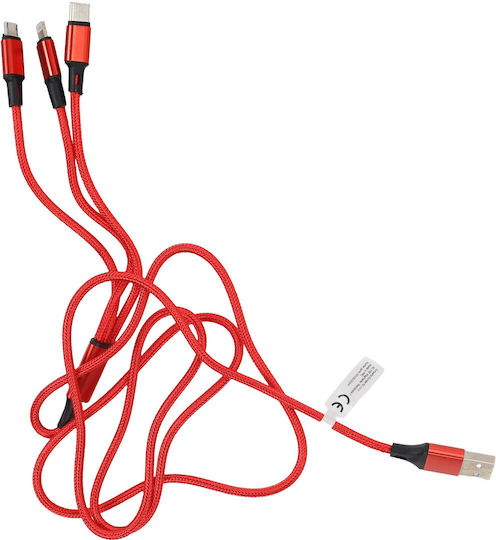Einparts Cablu 3-în-1 12m 3A USB-C Micro USB Lightning Lungă Durabilitate