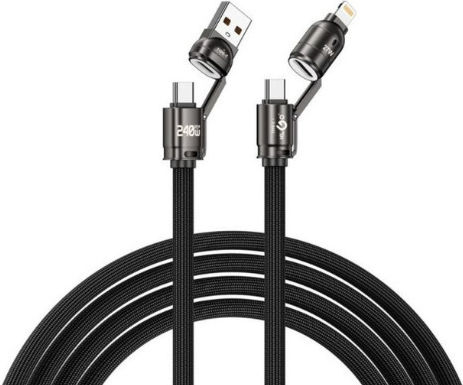 Awei S-969 Klgo 4 в 1 Multi-port Кабел За Зареждане 240w Lightning Type-C Micro USB