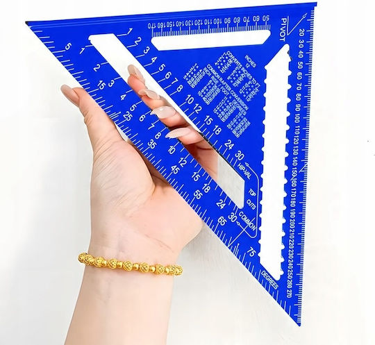Set Echer T 5 Creioane Mănuși Aluminiu Unghiuri 90° 45° 300 X 430 X 4 Mm Mm Inch Picior Muchii Finisate Triunghiular Albastru