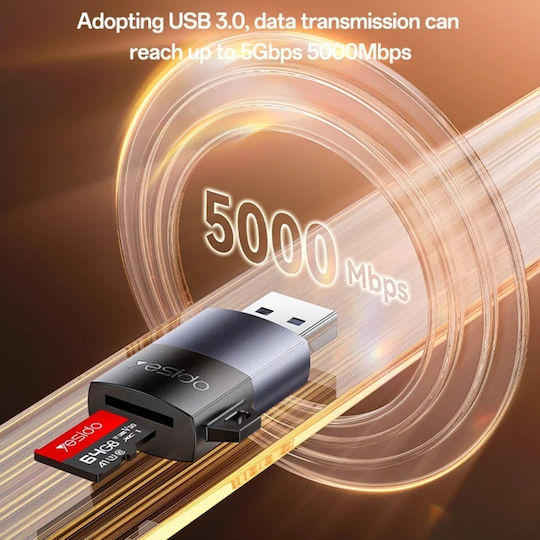 Cititor Carduri Usb 3.0 Micro Sd Tf 5gbps Aluminiu Yesido Gri