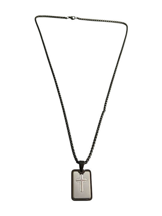 Kalliopi Silver Necklace ID Card From Black Steel