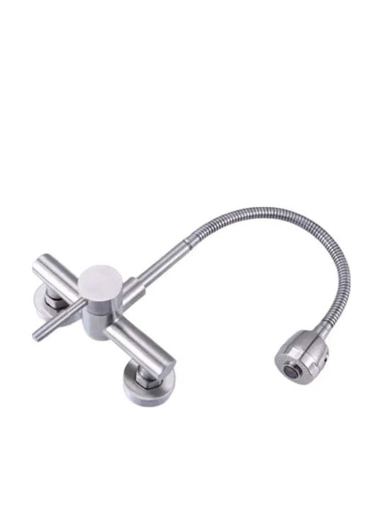 Alista Home Cf014 Baterie Chiuvetă Bucătărie Perete Flexibilă Argintie