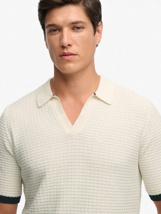D2 Stud Polo Short Sleeve Cream Blouse