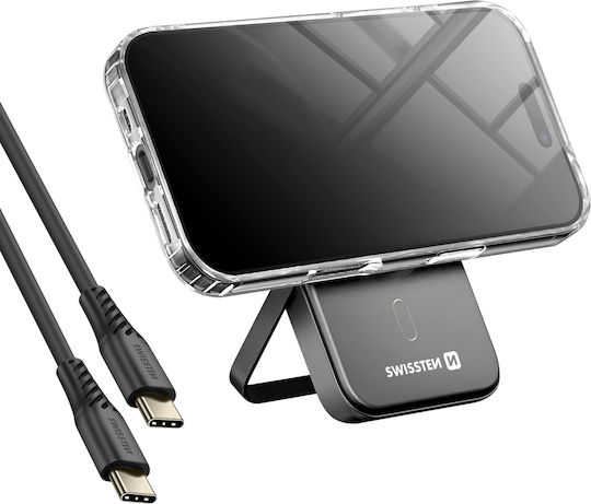 Swissten Pack Magsafe Iphone 17 Bi-material Case 5000 Mah Powerbank Transparent