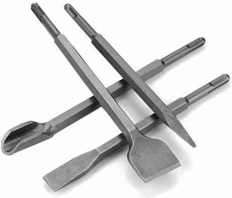 Set 4 Dălți Sds Cărămidă Beton Zola Lopată Lată Șanț Ascuțit Metal 14 X 250 X 20 40 Mm Gri