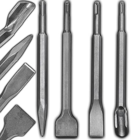 Set 4 Dălți Sds Cărămidă Beton Zola Lopată Lată Șanț Ascuțit Metal 14 X 250 X 20 40 Mm Gri