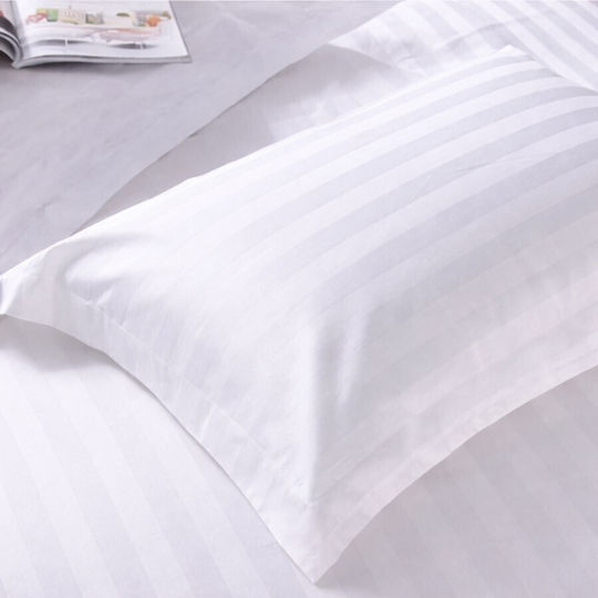 Set Promo 10 Cearșafuri De Hotel Din Damasc 3 Cm Dungi 50x70 Cm Albe