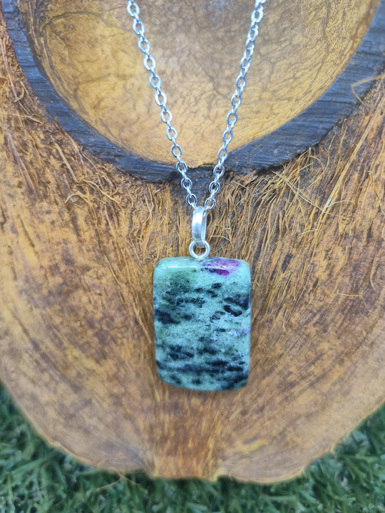 Halskette Rubin Zoisite Kambouson – Edelstahl Stahl Kette Halskette Rubin Zoisite Kambouson – Edelstahl Stahl Kette