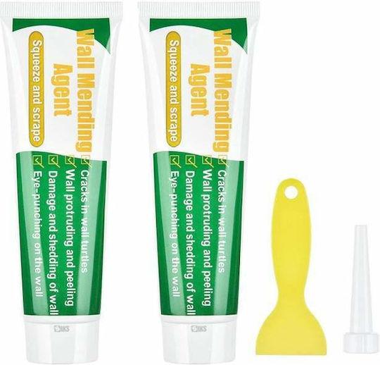 Set 2 X Siks Kit Reparare Pereți Pastă Autocolantă Reparare Uscare Rapidă Rezistentă la Apă și Murdărie Ideală pentru Repararea Găurilor Crăpăturilor Zgârieturilor pe Pereți 200 Ml Albă