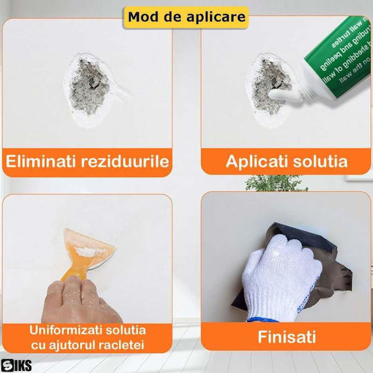 Set 2 X Siks Kit Reparare Pereți Pastă Autocolantă Reparare Uscare Rapidă Rezistentă la Apă și Murdărie Ideală pentru Repararea Găurilor Crăpăturilor Zgârieturilor pe Pereți 200 Ml Albă