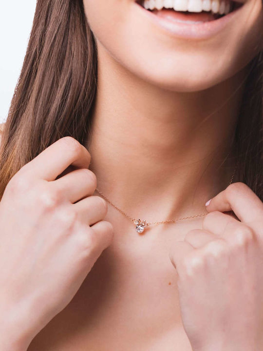 Disney Colier Din Argint Placat Cu Aur Roz Cu Zircon
