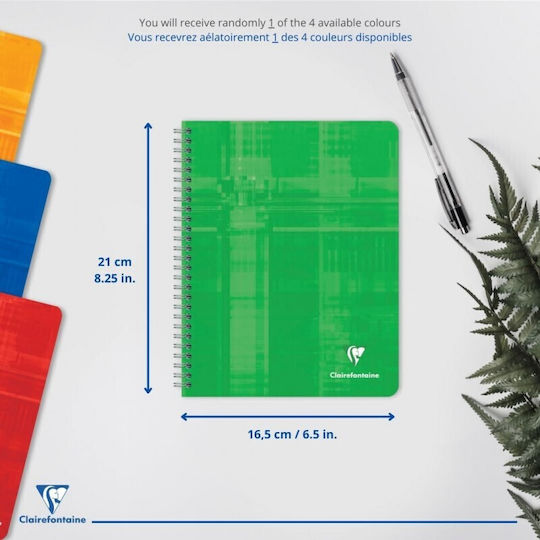 Clairefontaine Бележник Спирала A5 60 Листа с Бели Страници с Пенал Червен