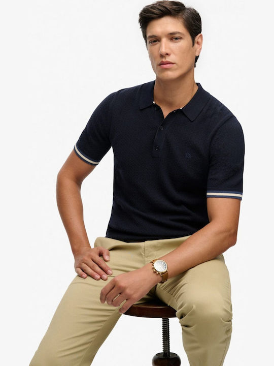D2 Stud Polo Short Sleeve Blouse Classic Navy Stag