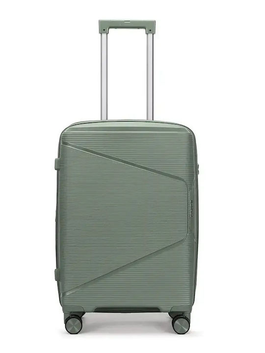 Amber Hard Olive Green Suitcases with 4 Wheels Set of 2 Pieces