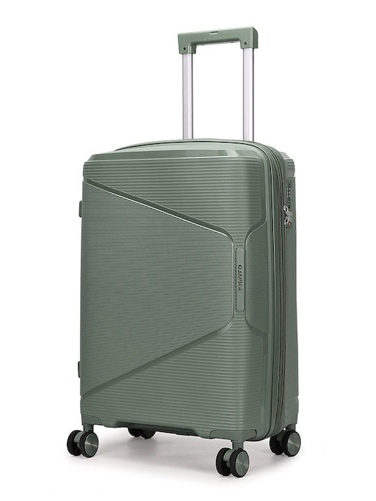 Amber Hard Olive Green Suitcases with 4 Wheels Set of 2 Pieces