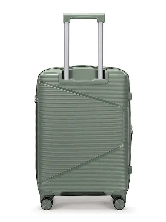 Amber Hard Olive Green Suitcases with 4 Wheels Set of 2 Pieces