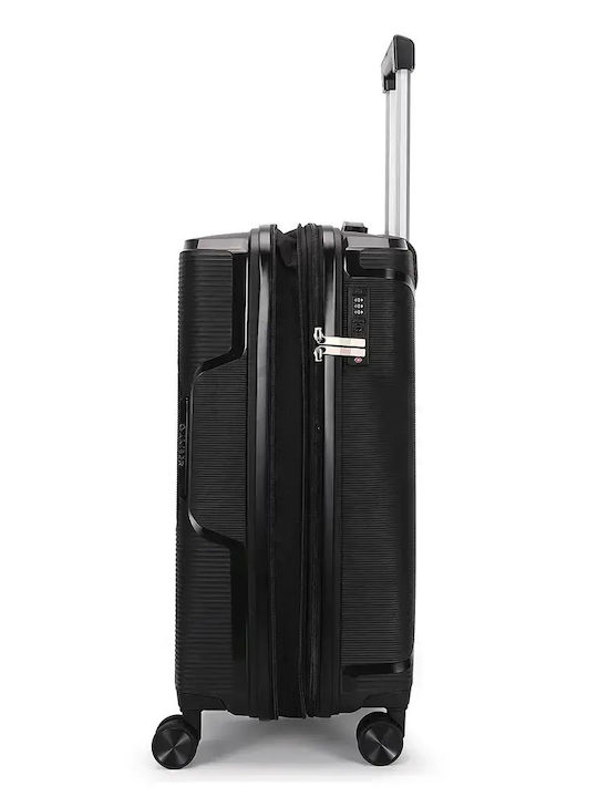 Amber Hard Black Travel Suitcases with 4 Wheels Set of 2 Pieces