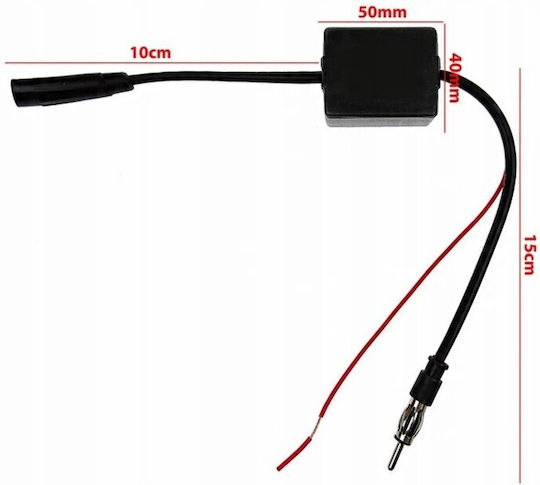 Amplificator Semnal Radio Fm Am Zola Universal 12v Cablu 15 Cm 21 X 45 X 37 Mm Negru