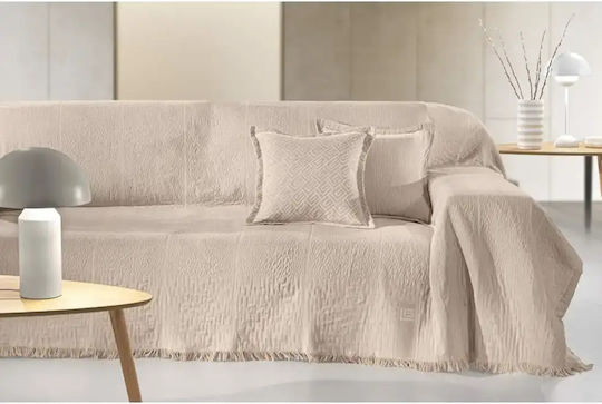 Guy Laroche Soho Sofa Throw 2 Sides Chenille 180x250cm Natural
