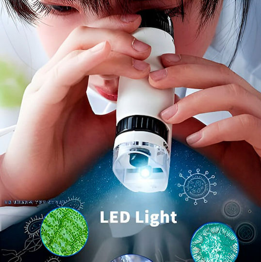 Microscop Educațional Portabil Zola 60x/120x Mărire Focalizare Reglabilă Iluminare Led 10.5x5.3 Cm Alb