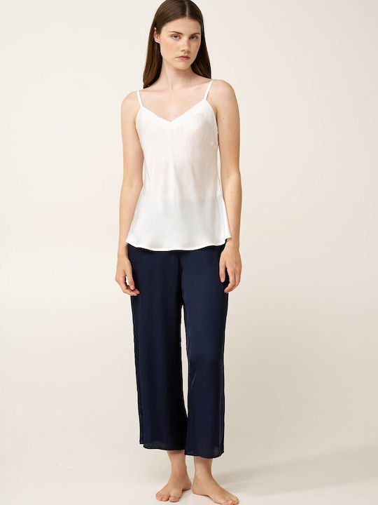 Vamp Sommer Damen Schlafanzug Bluse Ecru