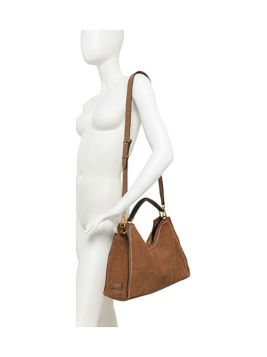 Leder Damen Schultertasche Tabac
