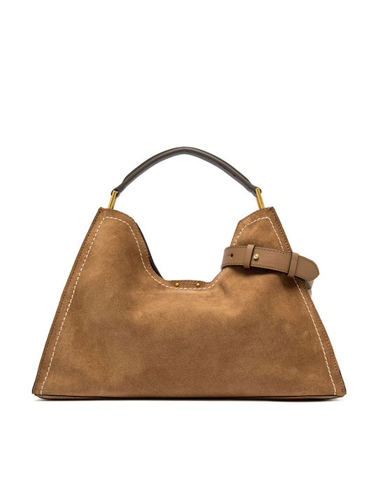 Leder Damen Schultertasche Tabac
