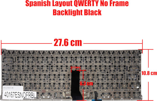 Spanish Laptop Keyboard Apple Macbook Air 13" A1369 2011 A1466 2012-2017 661-6635 661-7480 661-6059 069-9397-23 922-9646 Es No Frame Backlit Black Code 40167esnofrbl