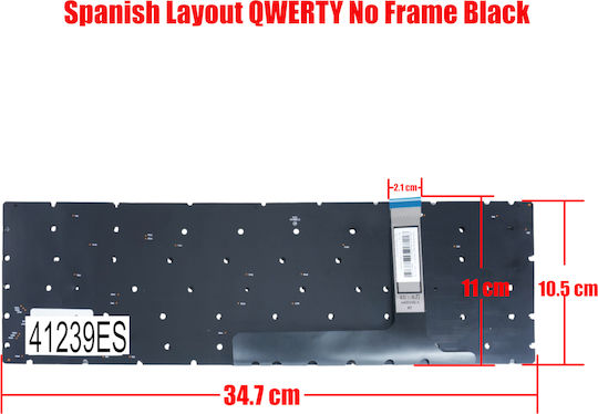 Испанска Клавиатура За Лаптоп Spanish Laptop Keyboard Msi Ge76 Raider 10ue 10ug 10uh 11ue 11ug 11uh Ms-17k3 Ms-17k4 Ms-17kk Leopard 12ue 12uh Es Без Рамка Черна Код 41239es