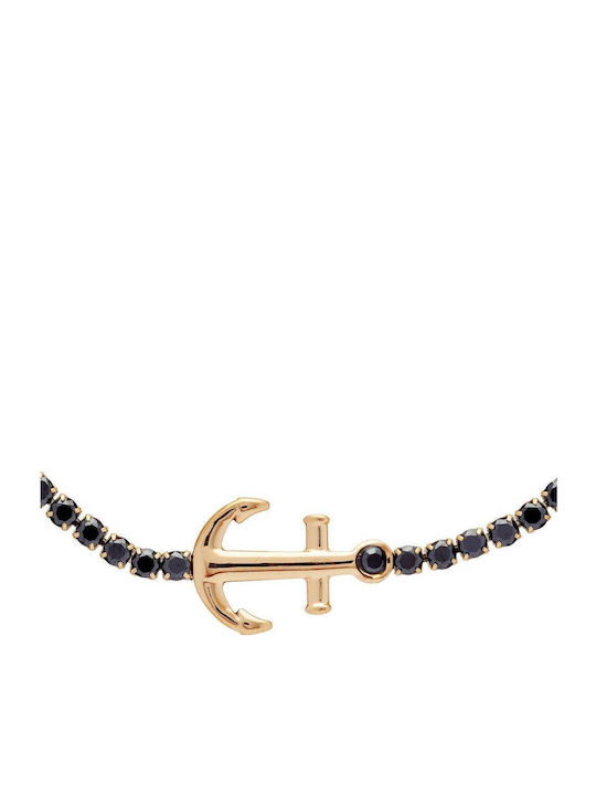 U.S. Polo Assn. Men's Chain Bracelet with Anchor Design in Gold Plated Stainless Steel 21cm