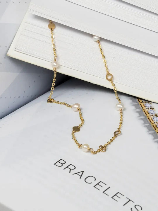 Women's Gold 9K Chain Bracelet with Pearls