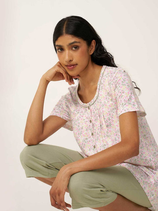 Vamp Vamp Sommer Damen Schlafanzug Set Baumwollene Green Tea
