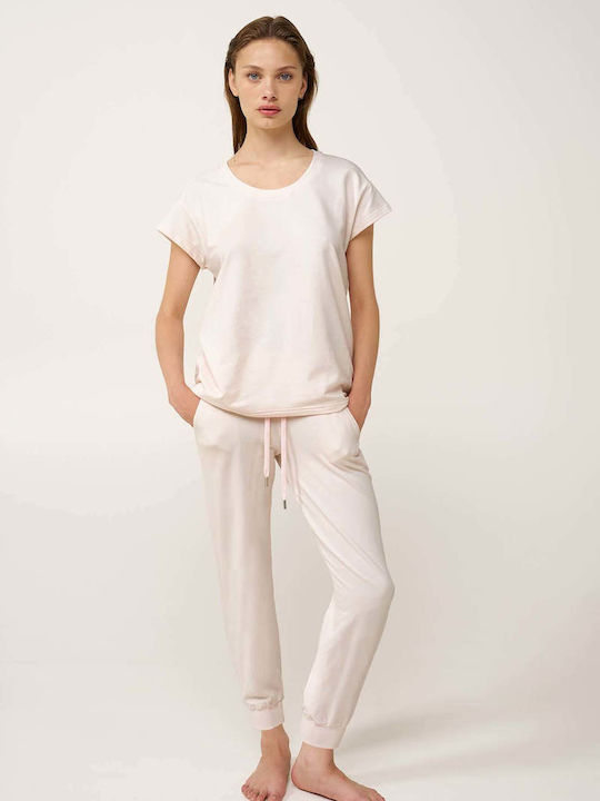 Vamp Vamp Damen Baumwollener Schlafanzug Hose Winter Rosa Shadow