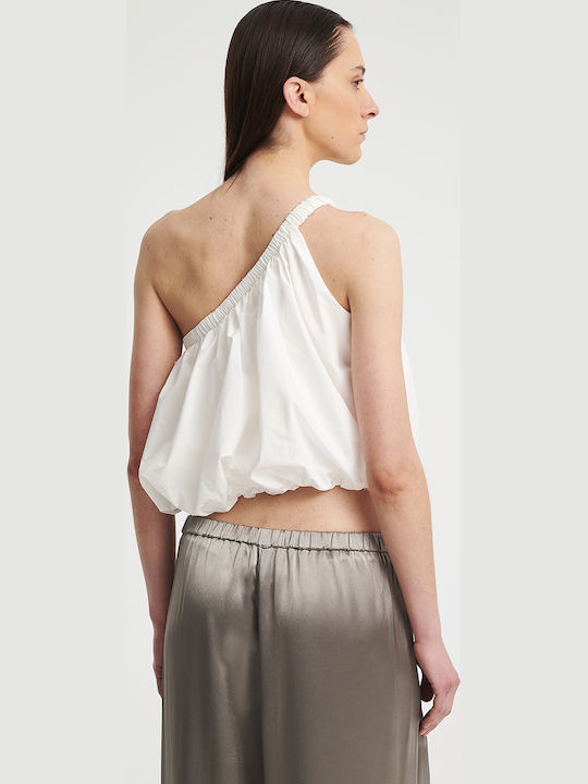 Γυναικείο Crop Top με έναν Ώμο Wht