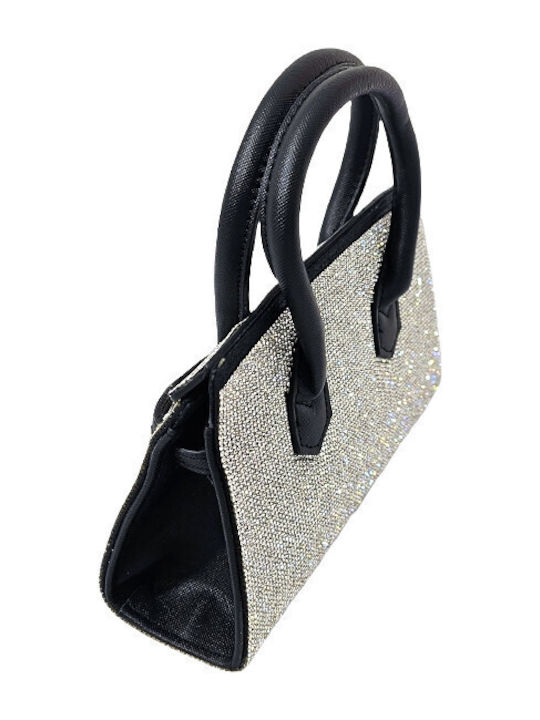Leder Damen Schultertasche Schwarz