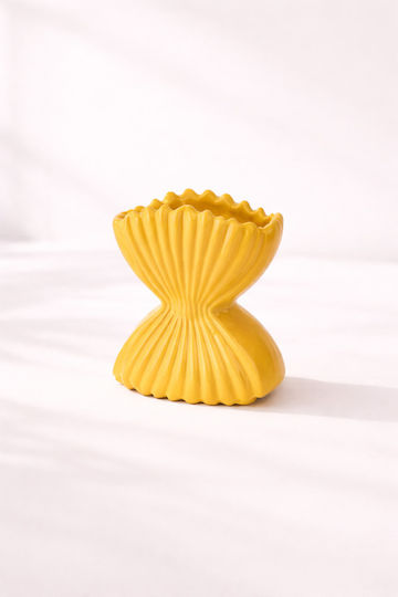 Kaemingk Βάζο Κεραμικό Κίτρινο 10x10xΥ16cm