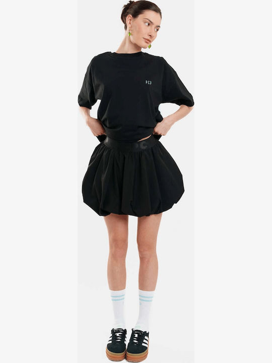 Γυναικείο Oversized Crop T-shirt Ριγέ Black