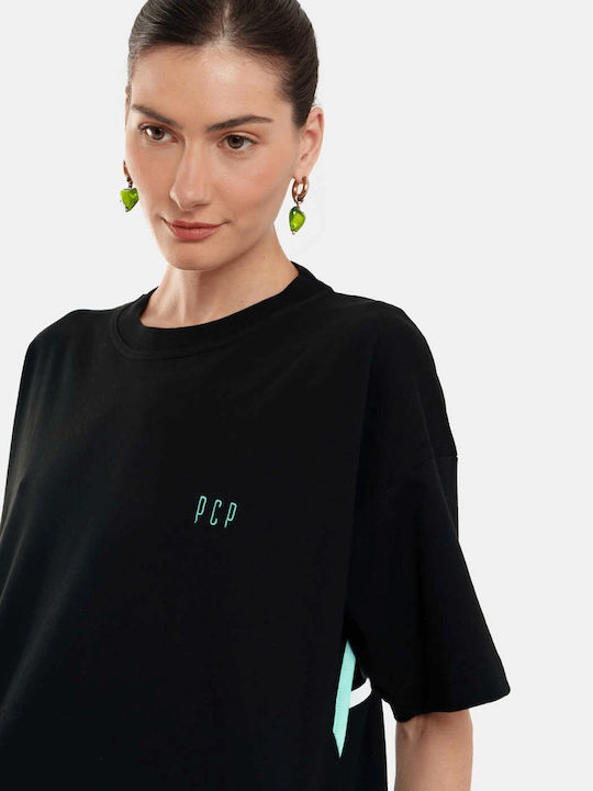 Γυναικείο Oversized Crop T-shirt Ριγέ Black